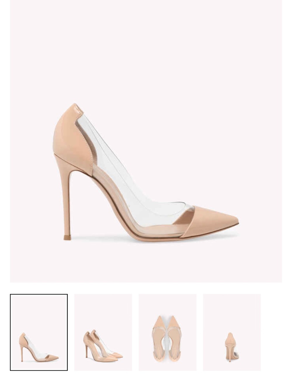 Gianvito Rossi Beige and Clear Pointed-Toe Stiletto Pumps